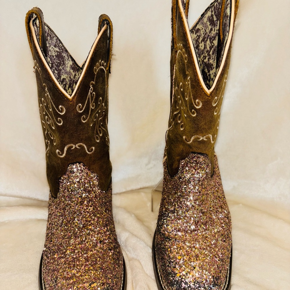 Shyanne Kids Sparkle Boots - Brown and Gold